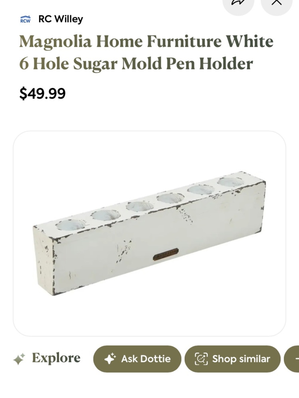 Magnolia Home Furniture White 6 Hole Sugar Mold Pen Holder